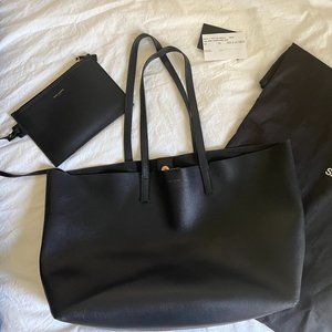 YSL SHOPPING SAINT LAURENT BLACK LEATHER TOTE